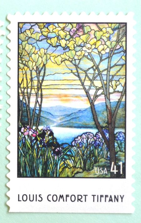 100 Forest Postage Stamps Unused Tiffany Stained Glass Nature Stamps for Mailing